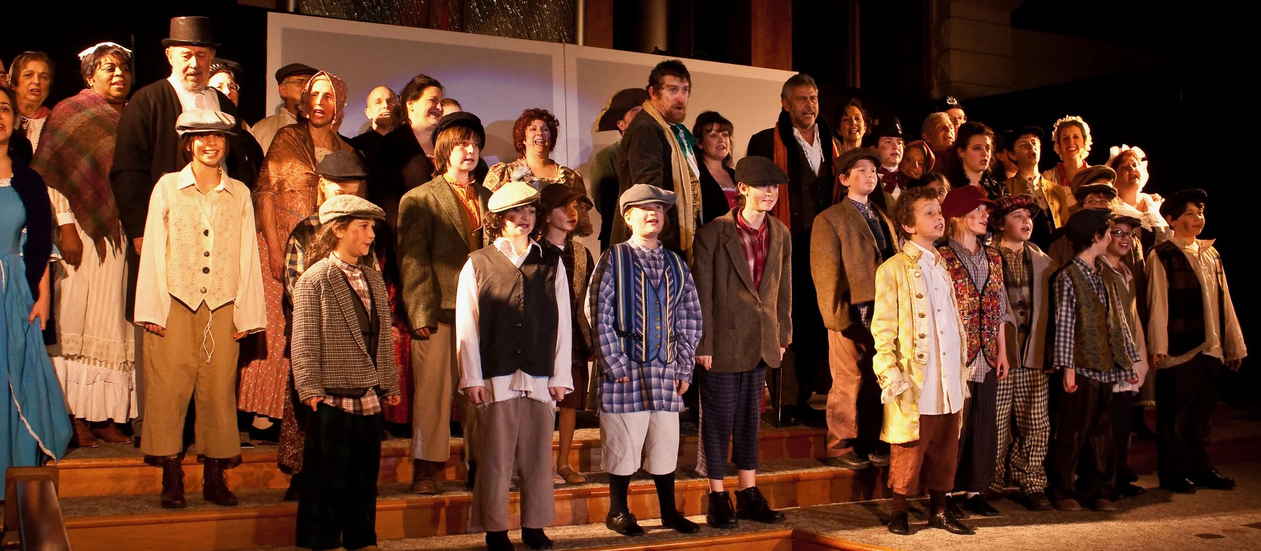 Live theater production with stage lighting